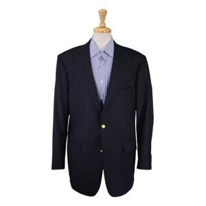 Southwick Current Solid Navy Blue w/ Gold Metal Buttons Wool Blazer 46L